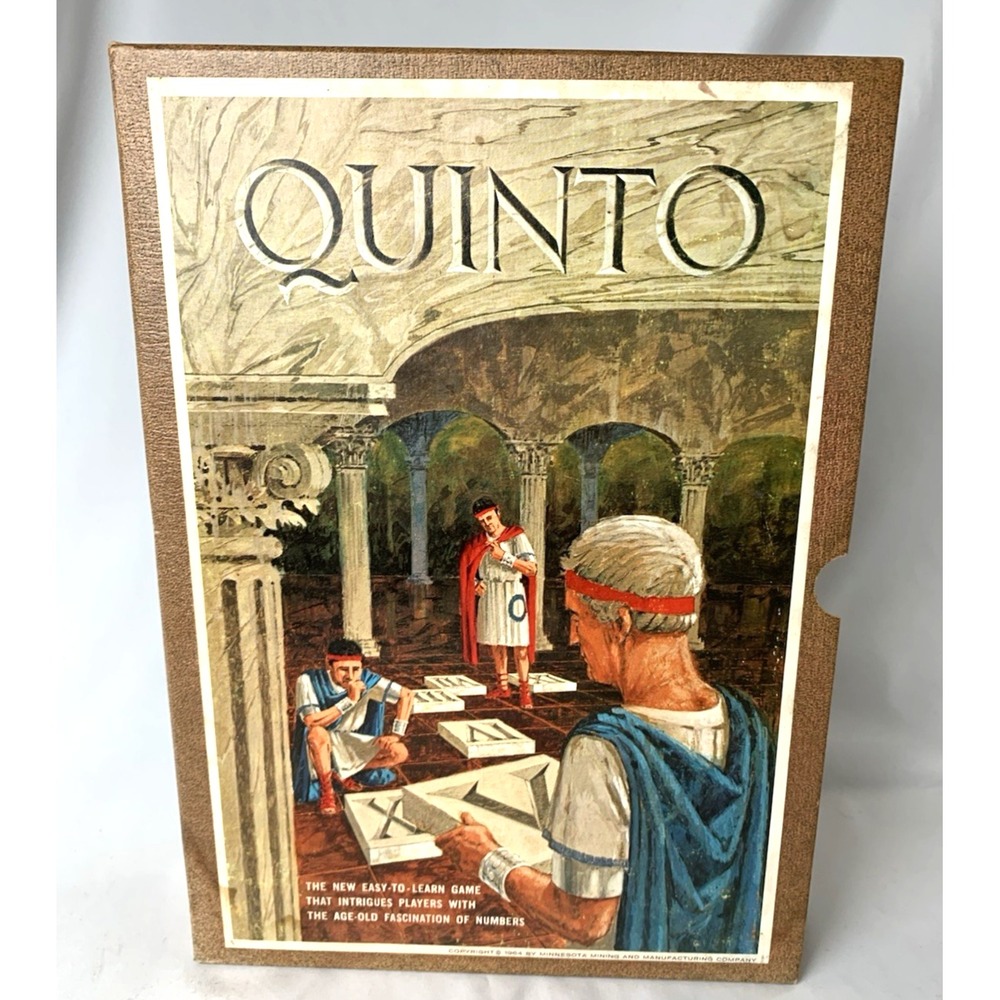 Quinto Bookshelf Game Vintage 1964 3M 90 Tiles Score Pad Pamphlet (has Box Wear)